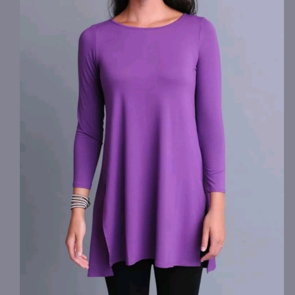 Eileen Fisher Purple Long Sleeve Swing Tunic